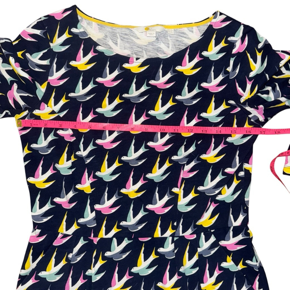 Boden Penny Jersey Swallow Dress Size UK 10L/US 6L Navy 3/4 sleeves midi preppy - Picture 10 of 13